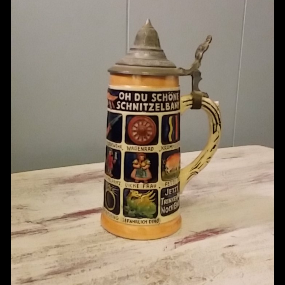 Think Oktoberfest! 1950's Musterschutz Lidded Stein